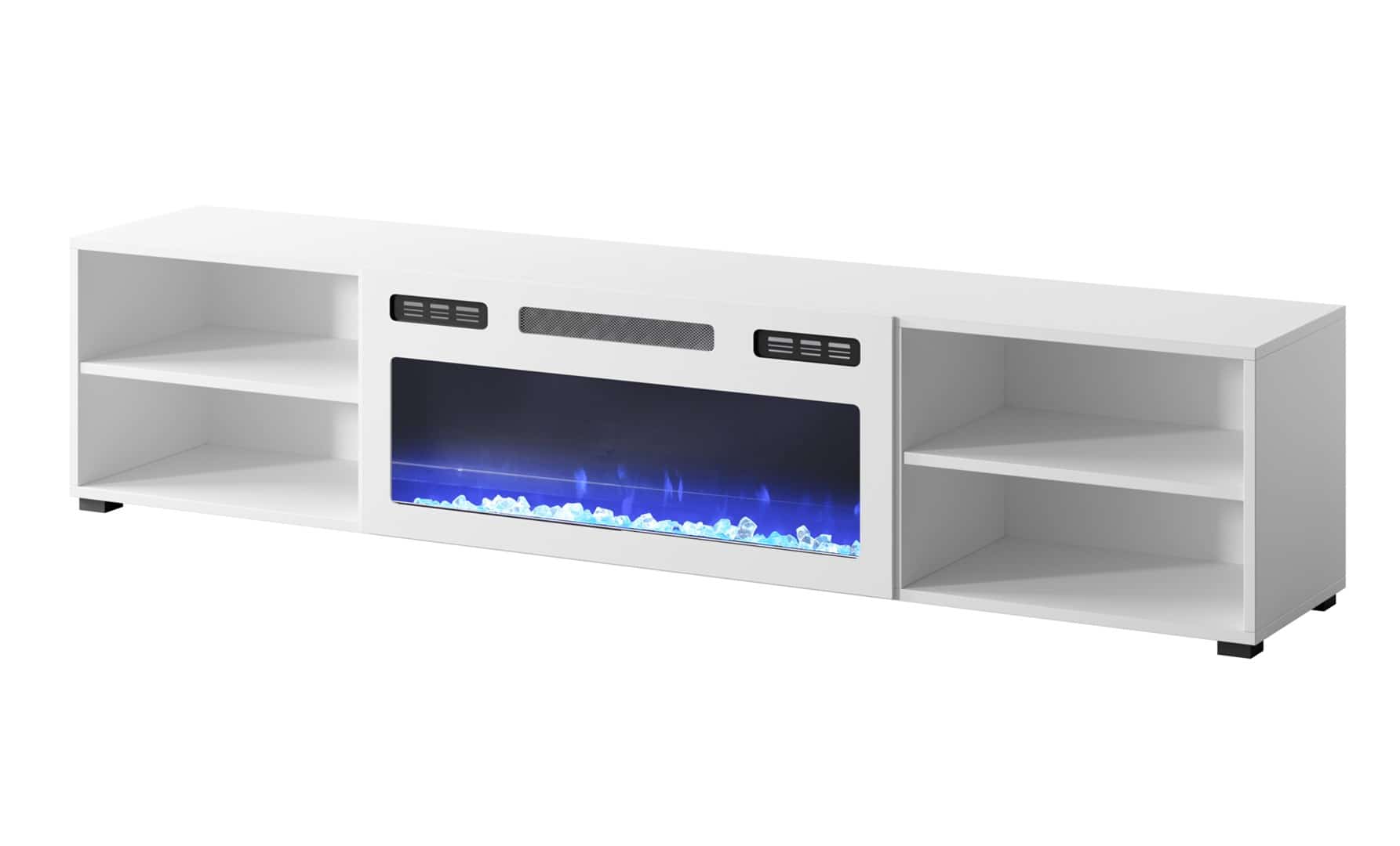 Szafka RTV POLO 180x33x39 biały + kominek