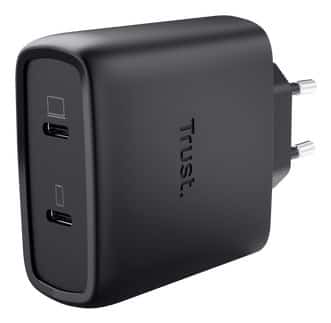 Ładowarka sieciowa TRUST GaN 65W MAXO, 2x USB-C, czarna