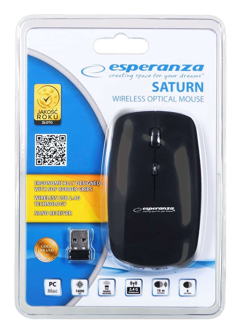 Mysz Esperanza EM120K - Optyczna, 1600 DPI, Czarna