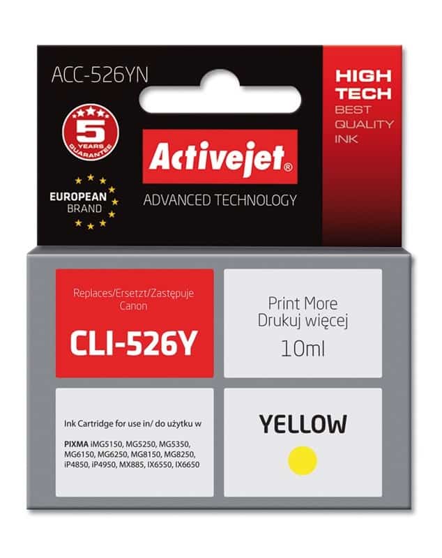 Activejet ACC-526YN Tusz 10ml, Zamiennik Canon CLI-526Y