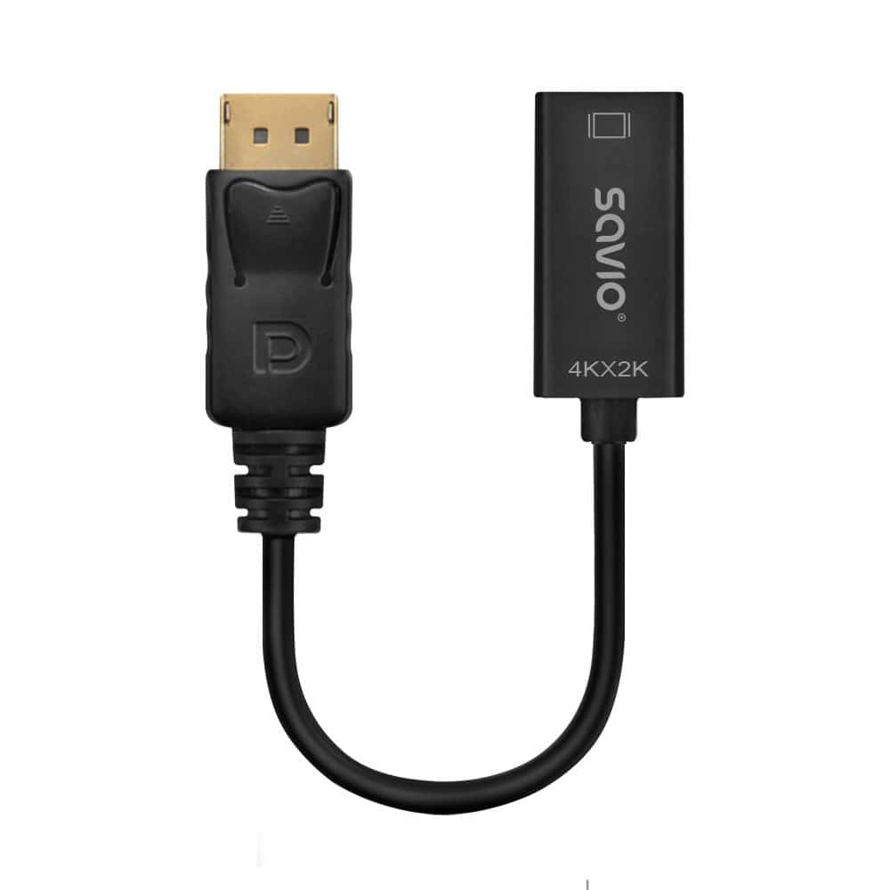 SAVIO ADAPTER DISPLAYPORT do HDMI, 4K, 0,2m