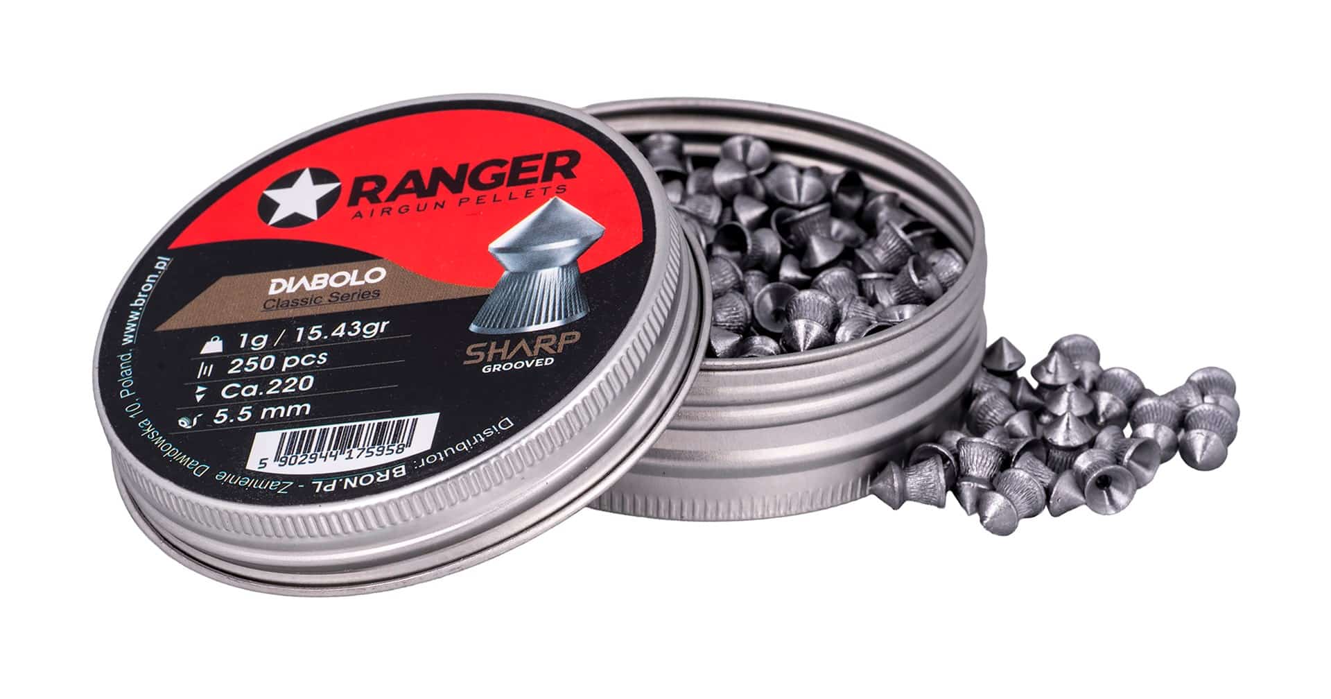 Śrut 5,5 mm RANGER Diabolo Classic Sharp Grooved 250 szt.