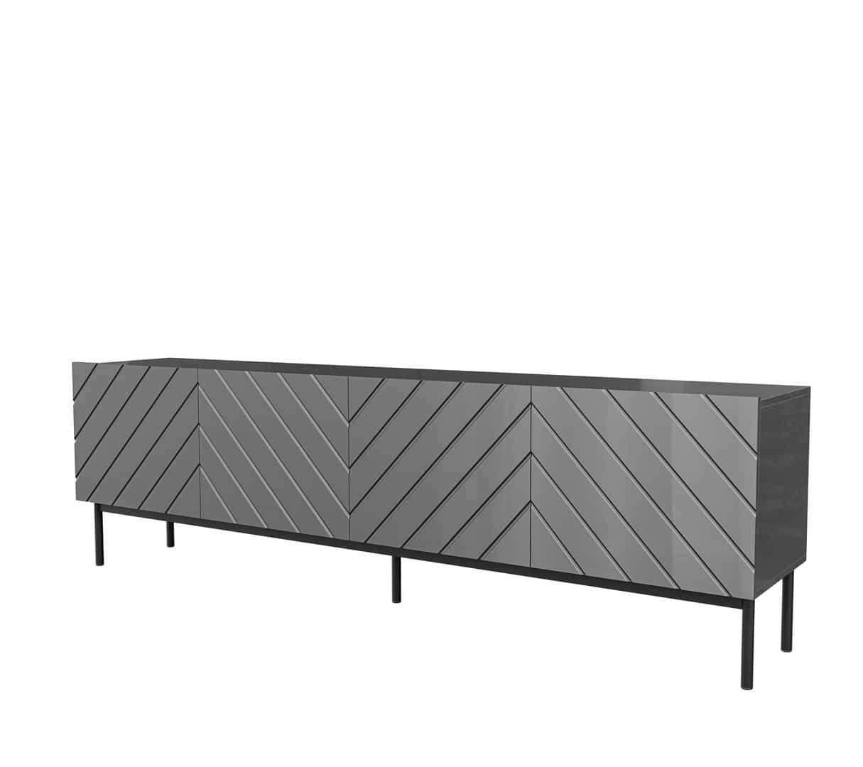 Szafka RTV ABETO 200x42x60 grafit/grafit połysk