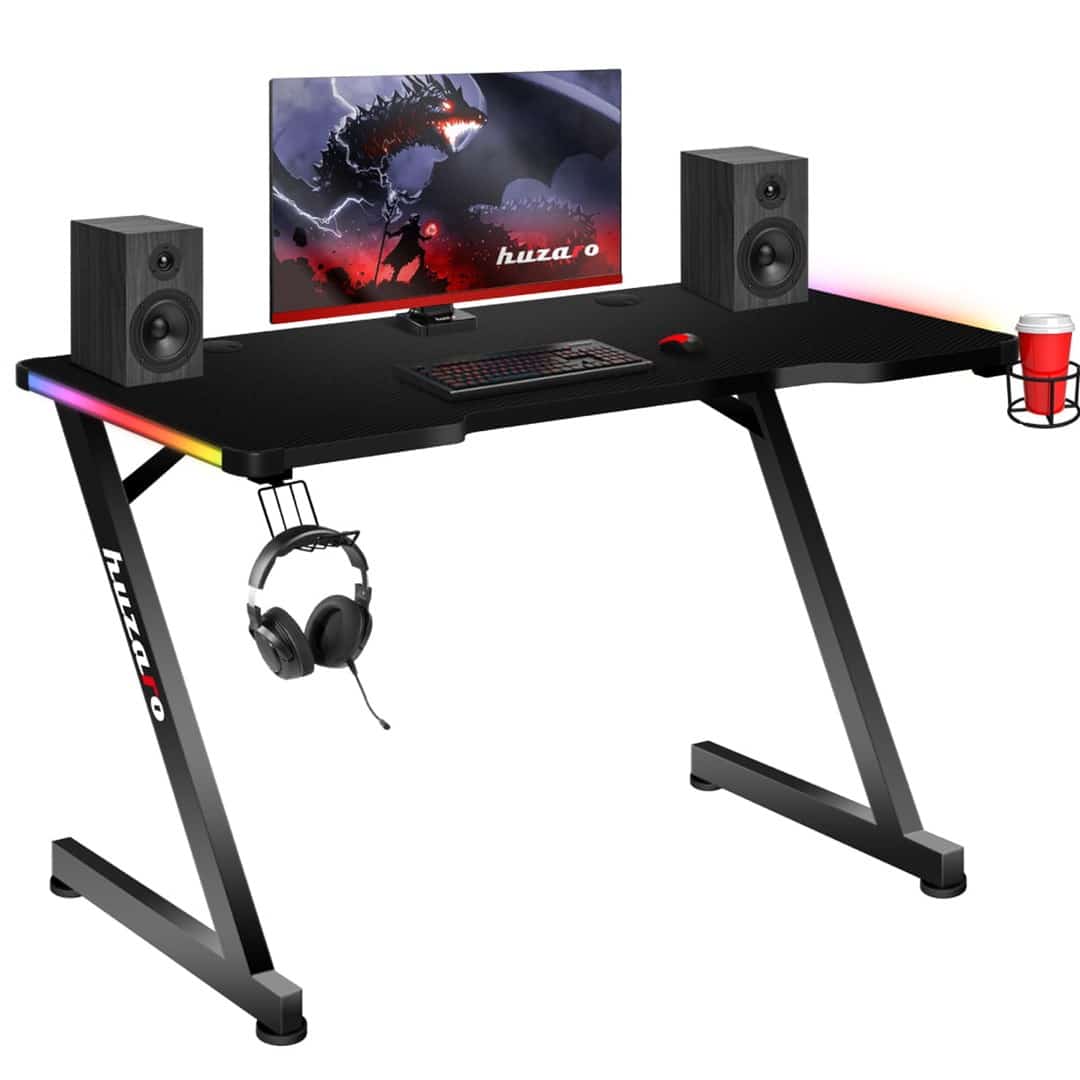 Biurko gamingowe Huzaro Hero 2.5 RGB - stal, czarny