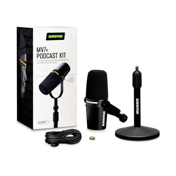 Shure MV7+-K-BNDL Mikrofon Lektorski/USB-C Czarny + Statyw