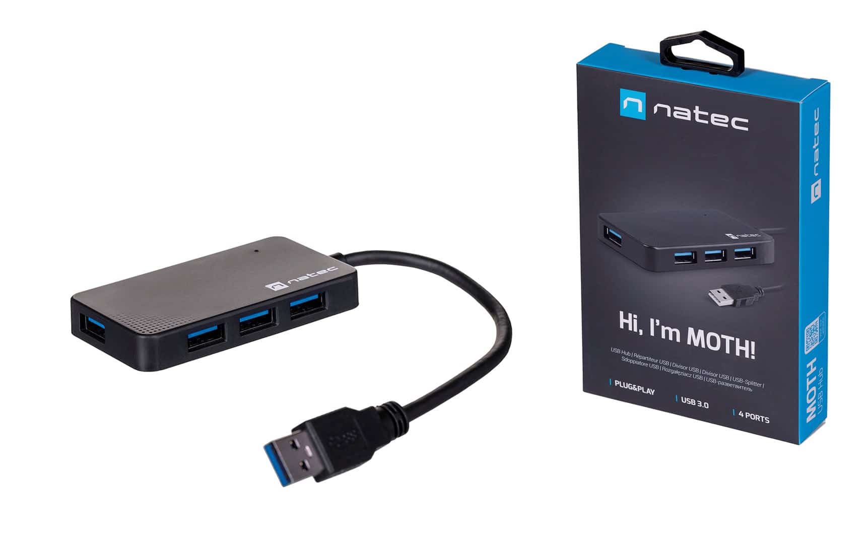 Hub NATEC Moth NHU-1342 (4x USB 3.0; czarny)