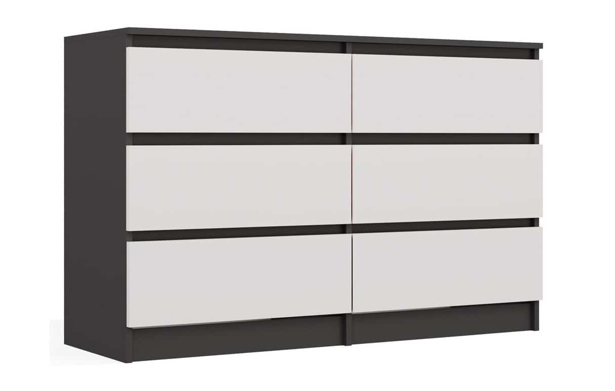 M6 MALWA KOMODA 120CM 6 SZUFLAD ANT/BIEL KOMPLET