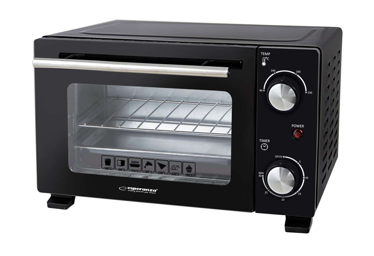 ESPERANZA MINI PIEKARNIK CALZONE 10L 800W Czarny