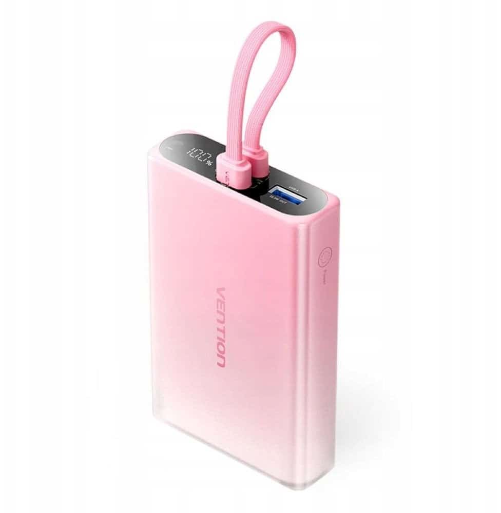 Powerbank Vention 10000 mAh Różowy USB-C + Lightning + USB-A