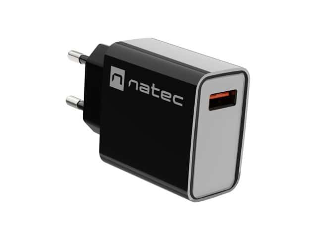 NATEC RIBERA USB-A 18W Ładowarka Sieciowa Czarna