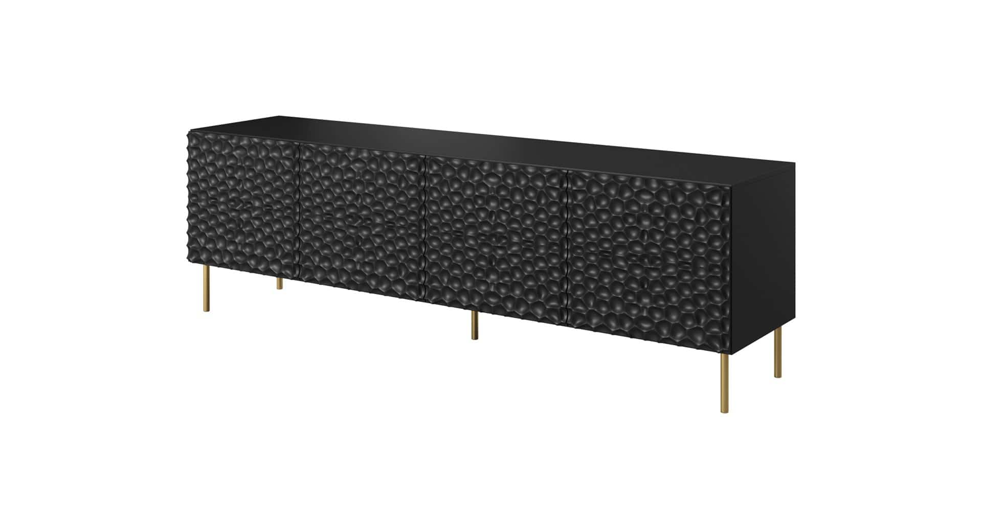 Szafka RTV Gembird HOLE 190x40,5x59,5 cm, czarna matowa