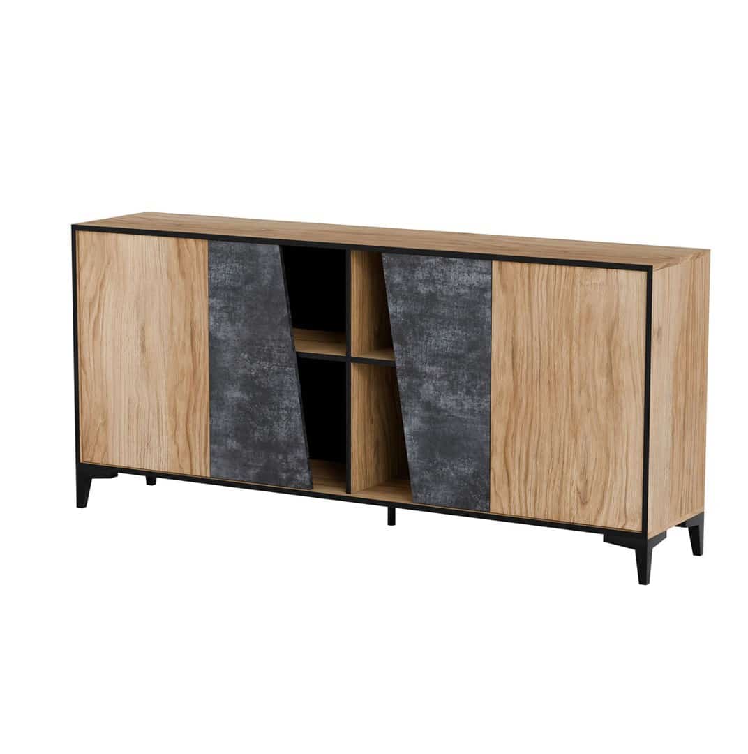 Komoda 4D OVO 180x38xH83 dęb/beton