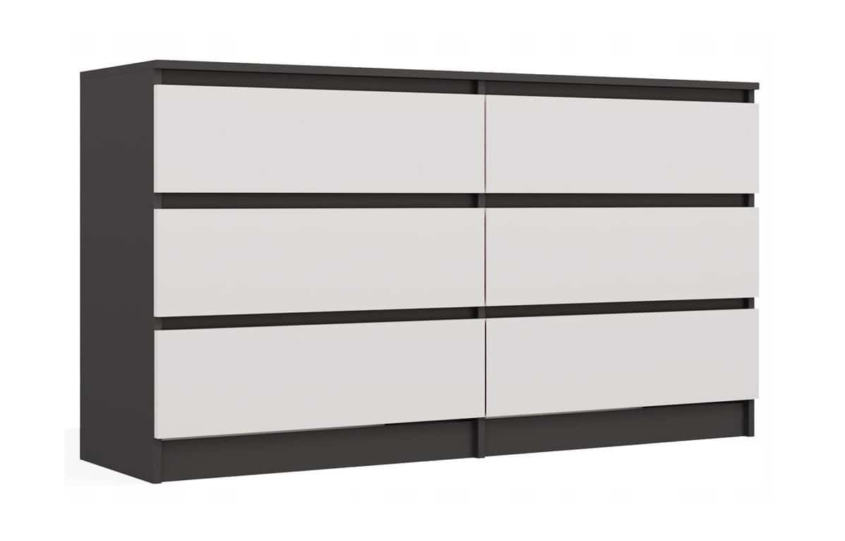 M6 MALWA KOMODA 140 CM 6 SZUFLAD ANT/BIEL