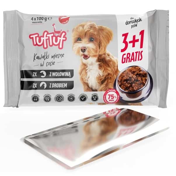 Tuf Tuf saszetki dla psa 4x100g - 2x drób, 2x wołowina
