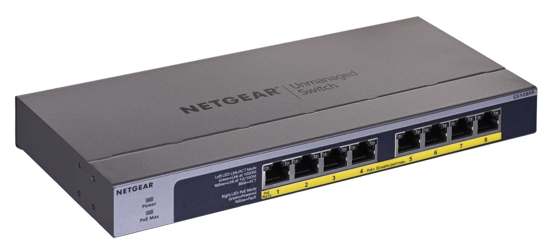 Switch Netgear GS108PP-100EUS 8p PoE 123W Unmanaged