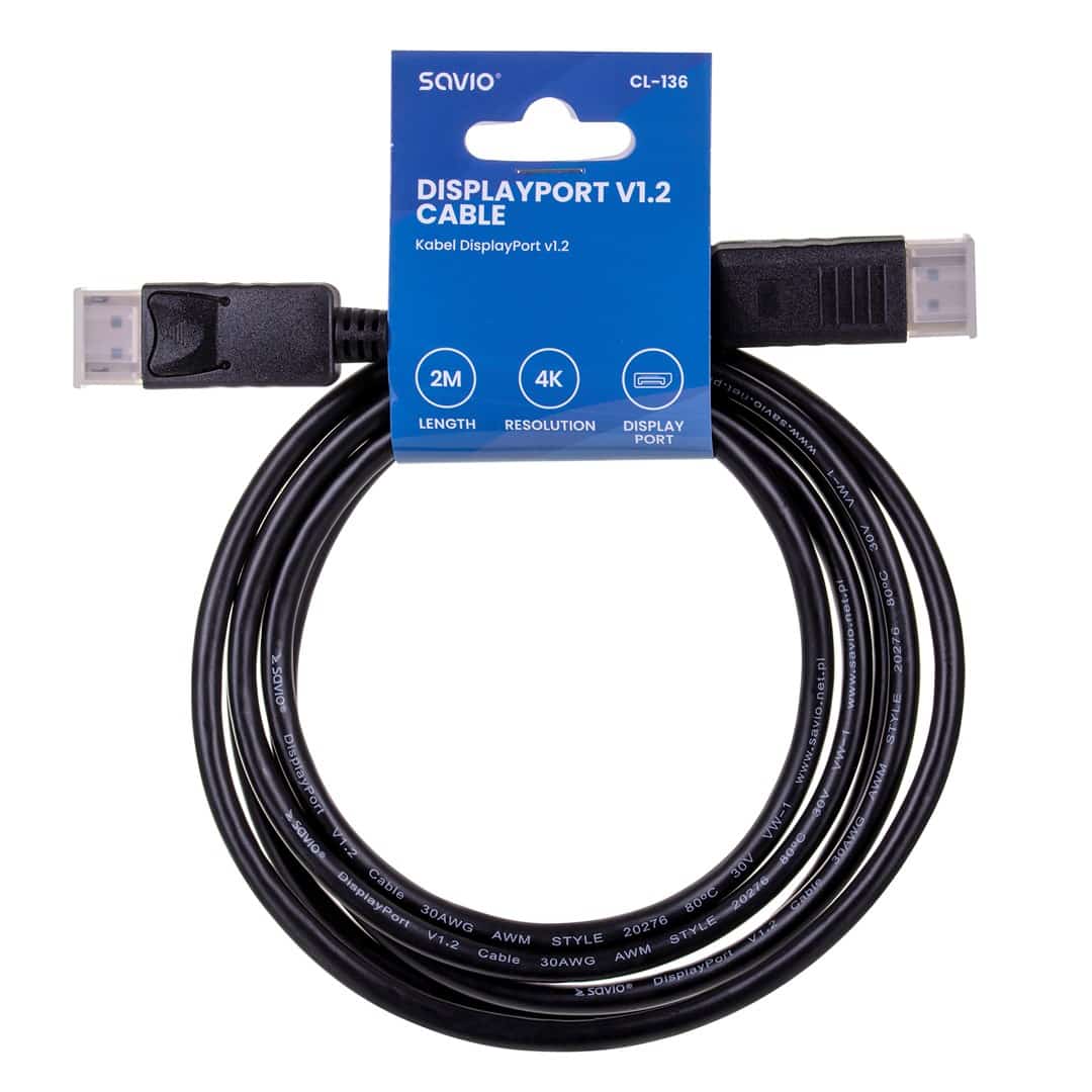 Kabel SAVIO CL-136 DisplayPort 2m