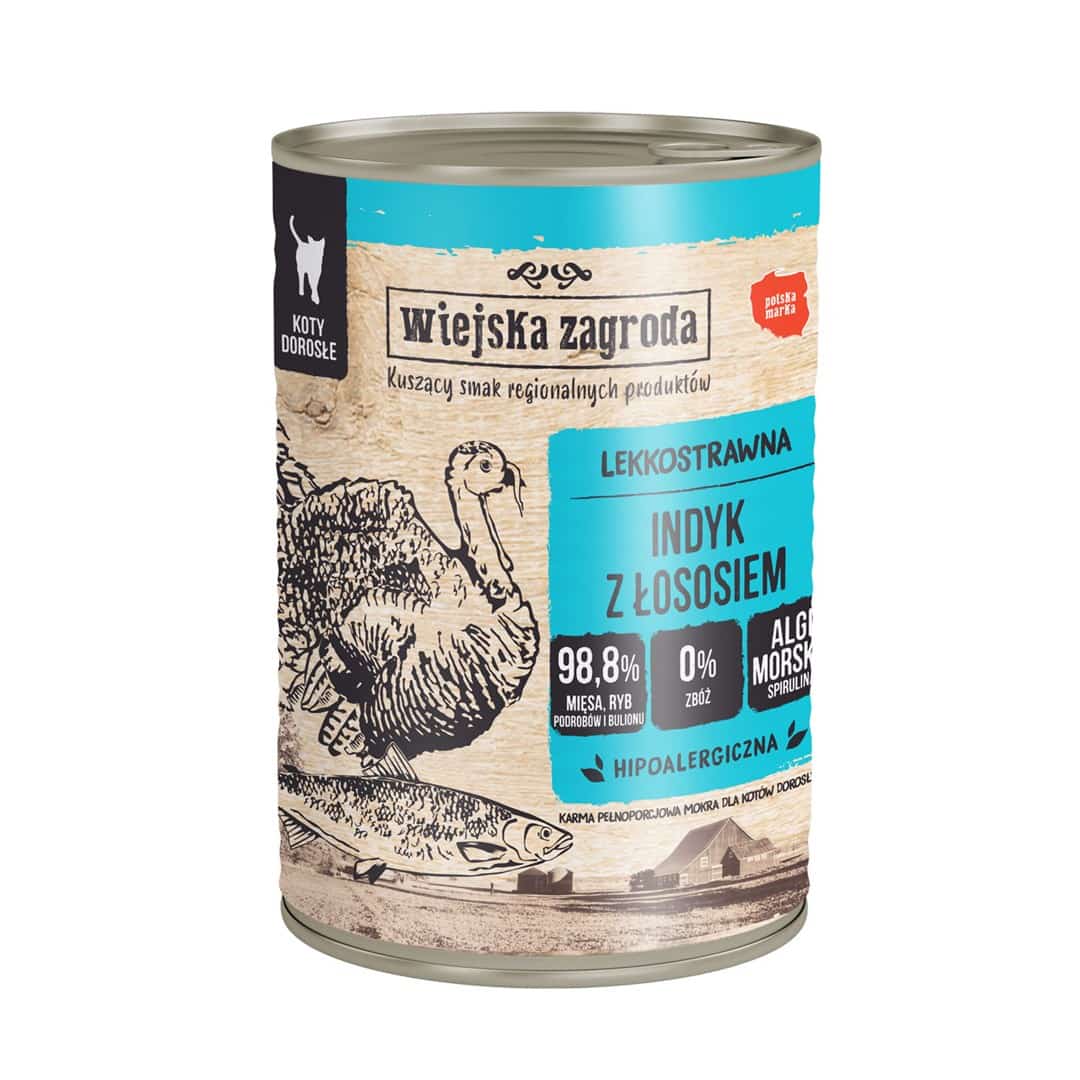 Wiejska Zagroda Indyk z łososiem 400g