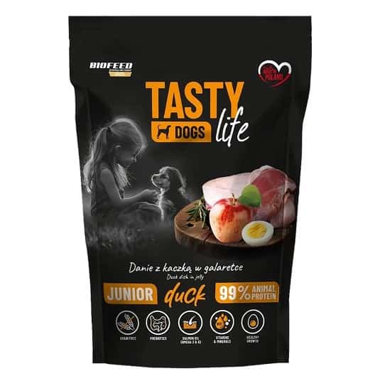 BIOFEED Tasty dog life junior kaczka 90% 500g