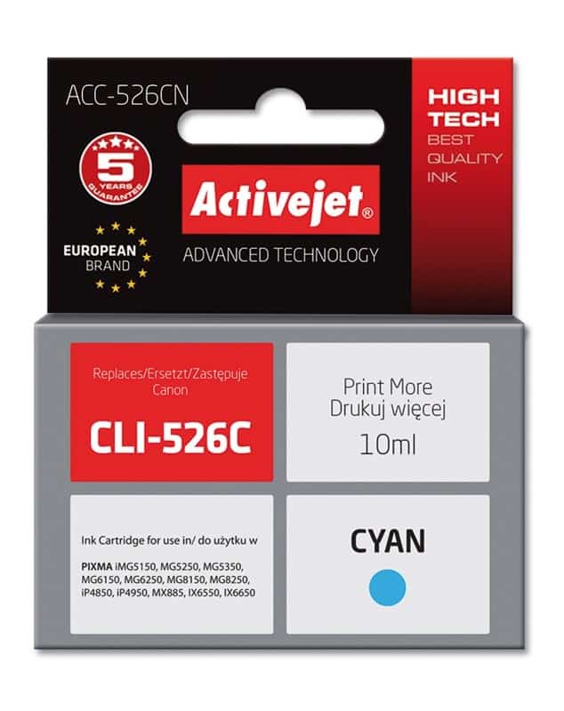 Activejet ACC-526CN Tusz Zamiennik dla Canon CLI-526C