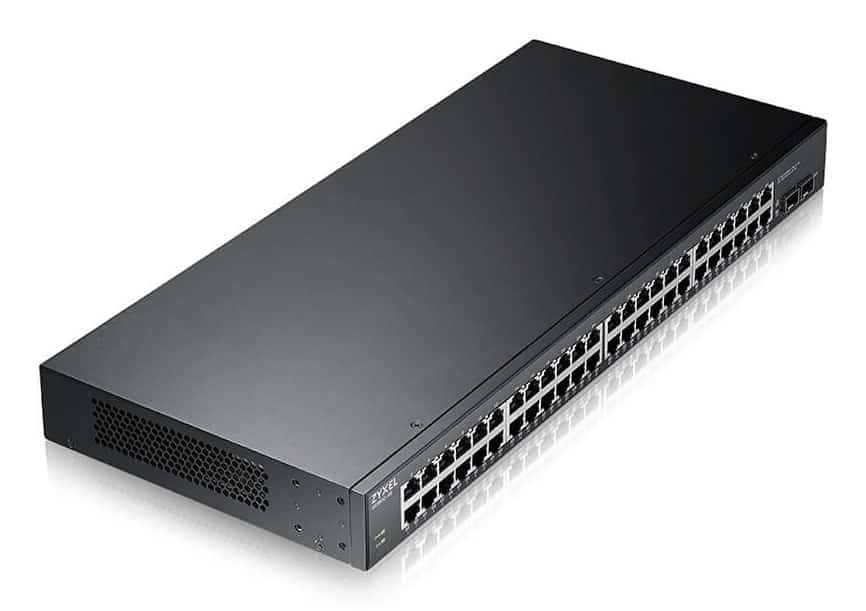 Zarządzany przełącznik Gigabit Ethernet Zyxel GS1900-48HP z 48 portami PoE (50 urządzeń), moc 170W