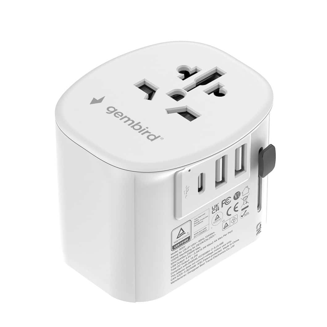 GEMBIRD UNIWERSALNY ADAPTER PODRÓŻNY 15 W Z UZIEMIENIEM