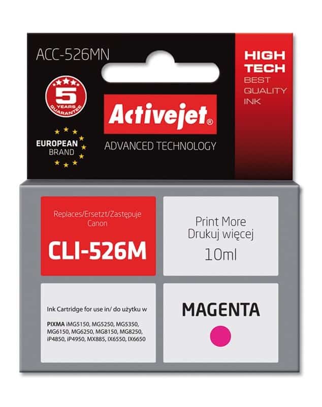 Activejet ACC-526MN Tusz 10ml Czerwony do Canon