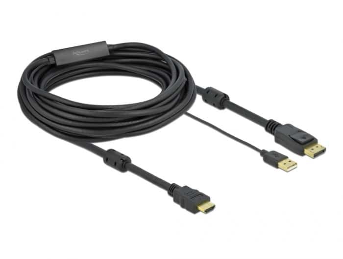 DELOCK KABEL HDMI -> DISPLAYPORT M/M 4K 7M ZASILANY USB CZARNY