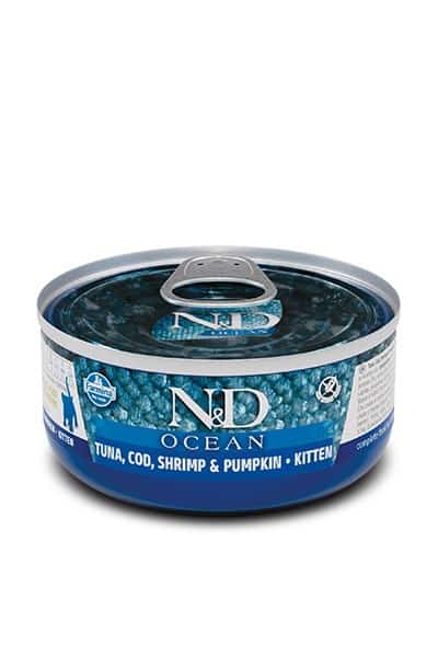FARMINA N&D CAT OCEAN TUNA,COD,SHRIMP&PUMPKIN KITTEN - 70 g