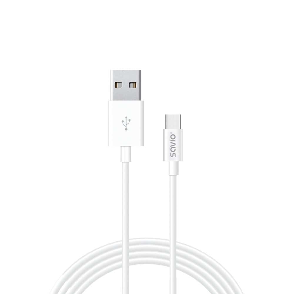 Kabel SAVIO CL-125 USB-C do USB 2.0, 1m, Biały