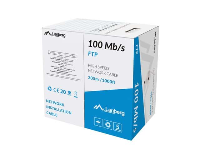 LANBERG KABEL LAN FTP 100MB/S 305M SZARY