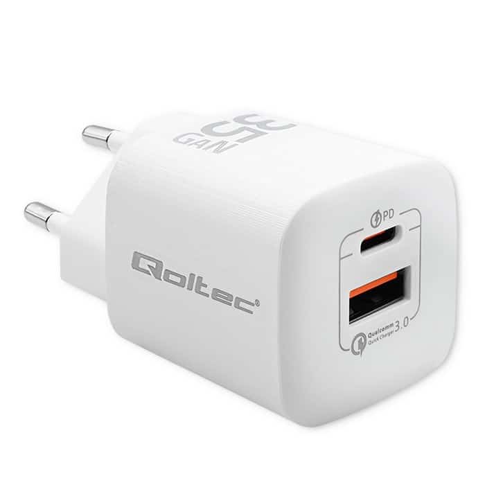 QOLTEC ŁADOWARKA SIECIOWA 35W GAN ULTRA | BIAŁA