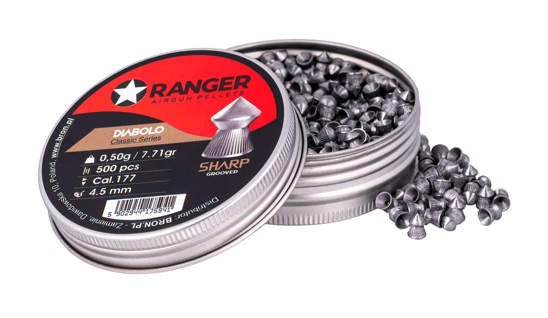Śrut 4,5 mm RANGER Diabolo Classic Sharp Grooved 500 szt.
