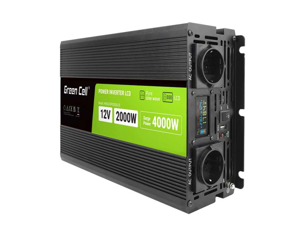 GREEN CELL PRZETWORNICA LCD 12V/230V 2000W/4000W