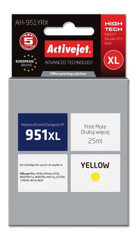 Activejet AH-951YRX Tusz 25ml Żółty do HP