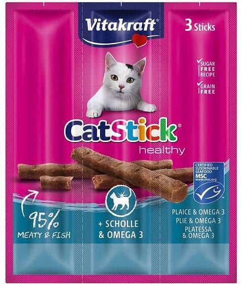 VITAKRAFT CAT STICK MINI flądra/omega3 3szt