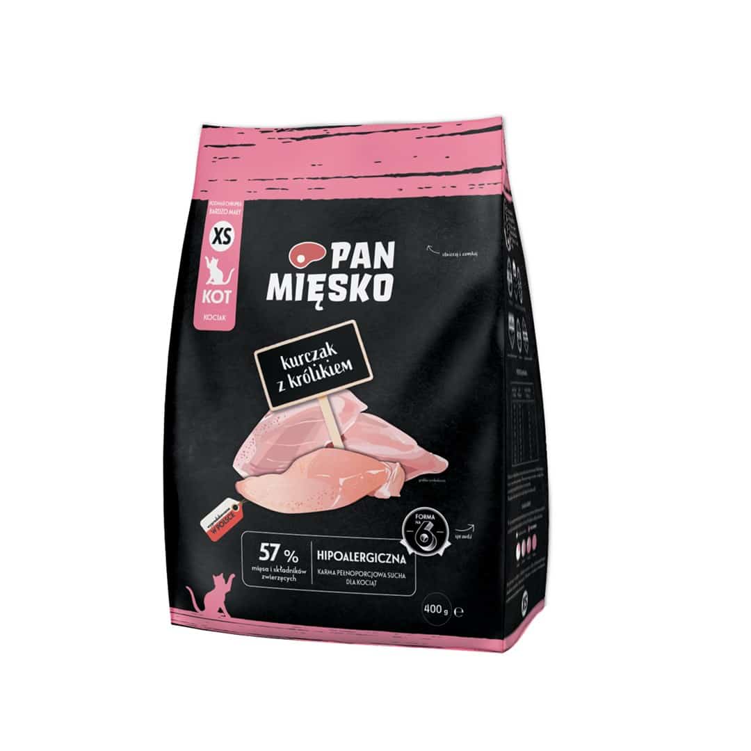Pan Mięsko Kurczak z Królikiem Sucha Karma XS 400g