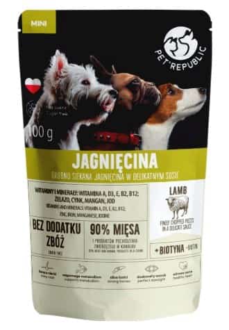 Mokra karma dla psa PET REPUBLIC Mini, drobno siekana jagnięcina, 100 g