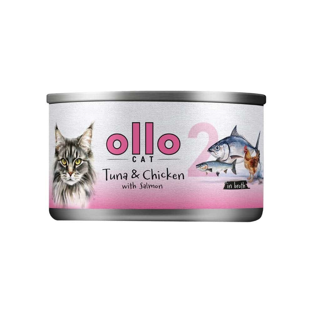 Ollo Tuna & Chicken with Salmon in Broth 70g