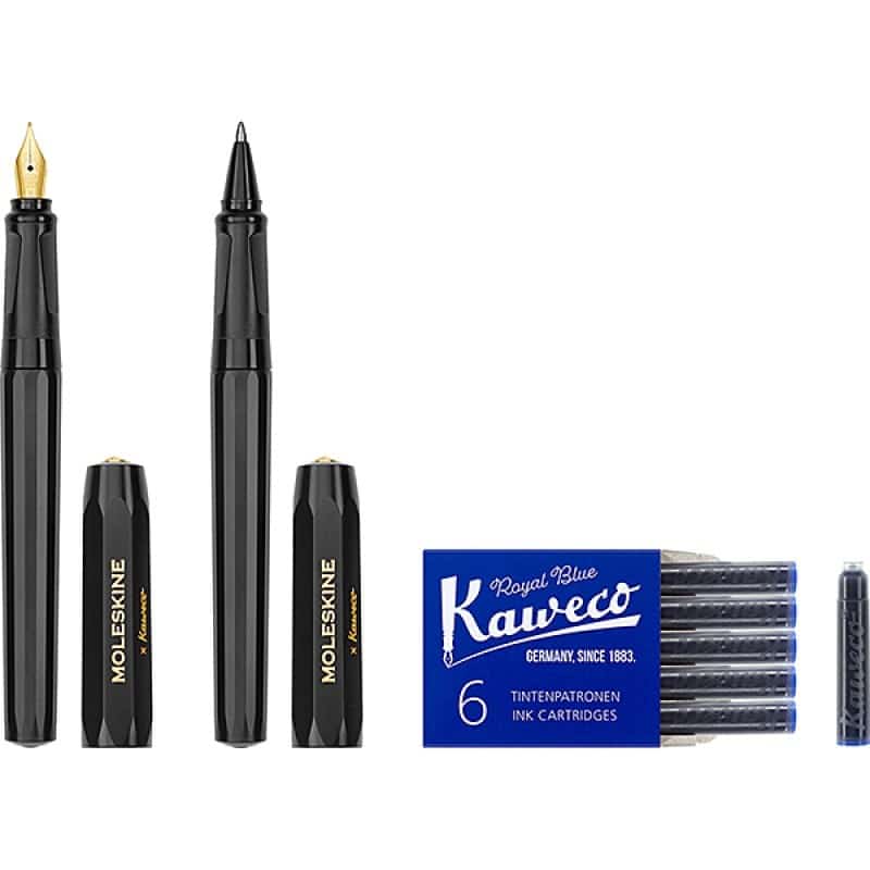 Moleskine x Kaweco: Zestaw Pióro wieczne M, 6 nabojów, długopis