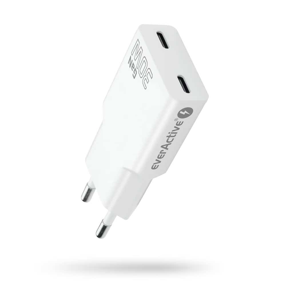 EVERACTIVE ŁADOWARKA SIECIOWA 2 X USB-C 30W BIAŁA