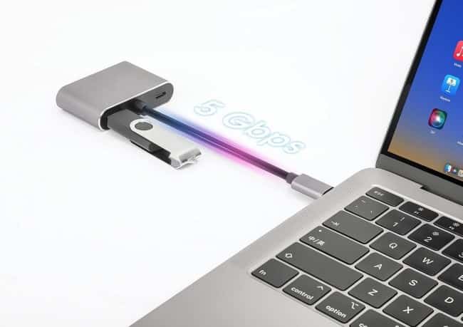 Hub USB-C 4w1: USB 3.0, PD 100W, HDMI 4K@30Hz, VGA FullHD