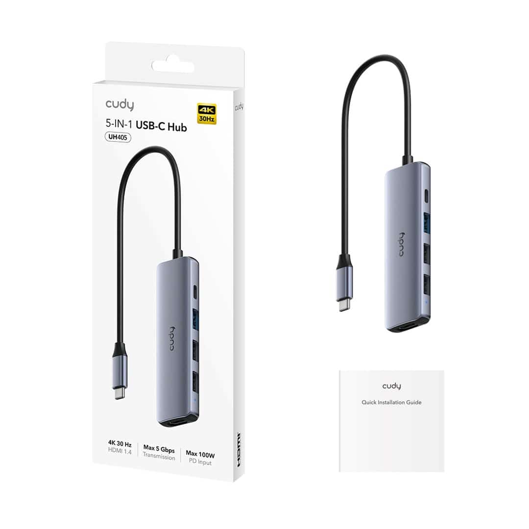 CUDY UH405 Hub 5-IN-1 USB-C z HDMI 4K