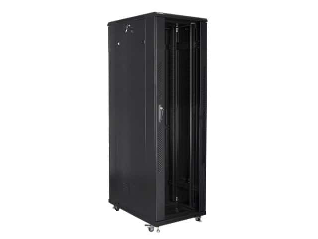 Szafa jednosekcyjna, zamykana na zamek Lanberg FF01-8042-12B (42U; 19''; 2050mm / 800mm / 1000 mm; stojąca; Pełne, Szklane; 800 kg; kolor czarny)