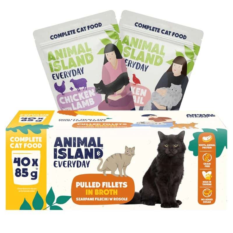 Zestaw mokrej karmy dla kota ANIMAL ISLAND Everyday, 40 saszetek po 85g, mix smaków