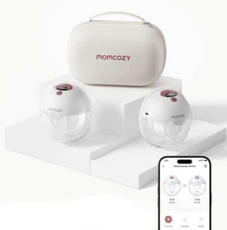 MOMCOZY M5 inteligentny noszony laktator z obsługą aplikacji, czerwony – podwójny zestaw