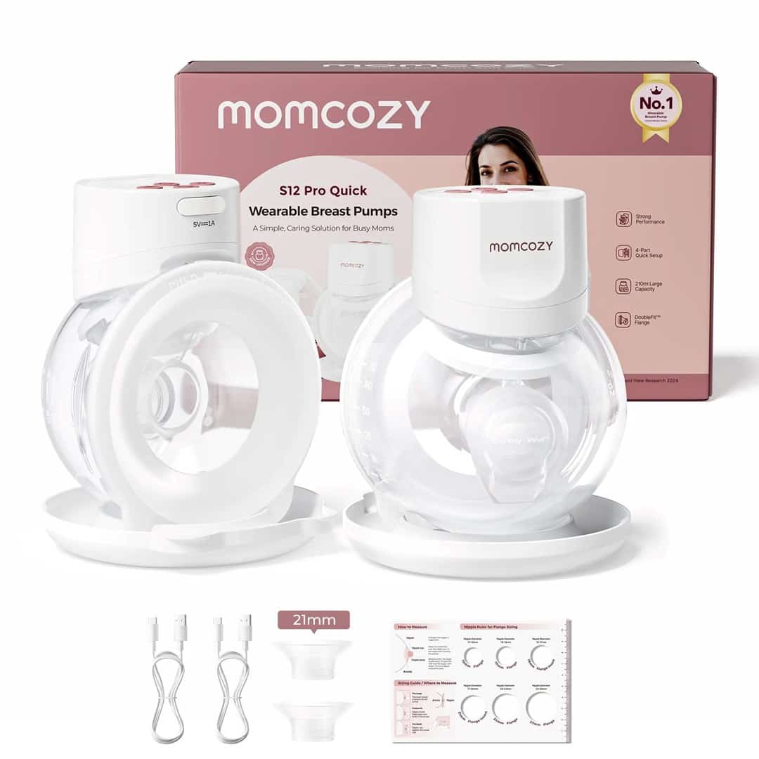 MOMCOZY S12 PRO+ noszony laktator biały – podwójny zestaw