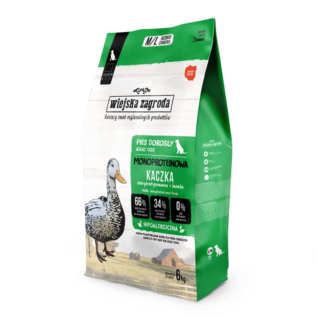 Karma sucha dla psa Wiejska Zagroda Monobiałkowa Kaczka (dorosły) - 6kg