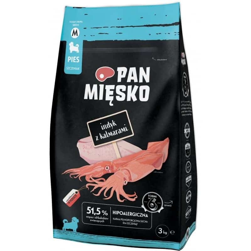 Karma sucha dla szczeniąt Pan Mięsko Indyk z kalmarami 3kg