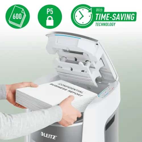 Niszczarka Leitz IQ Optimax AutoFeed 600, P5, 600 kartek, 50 l kosz