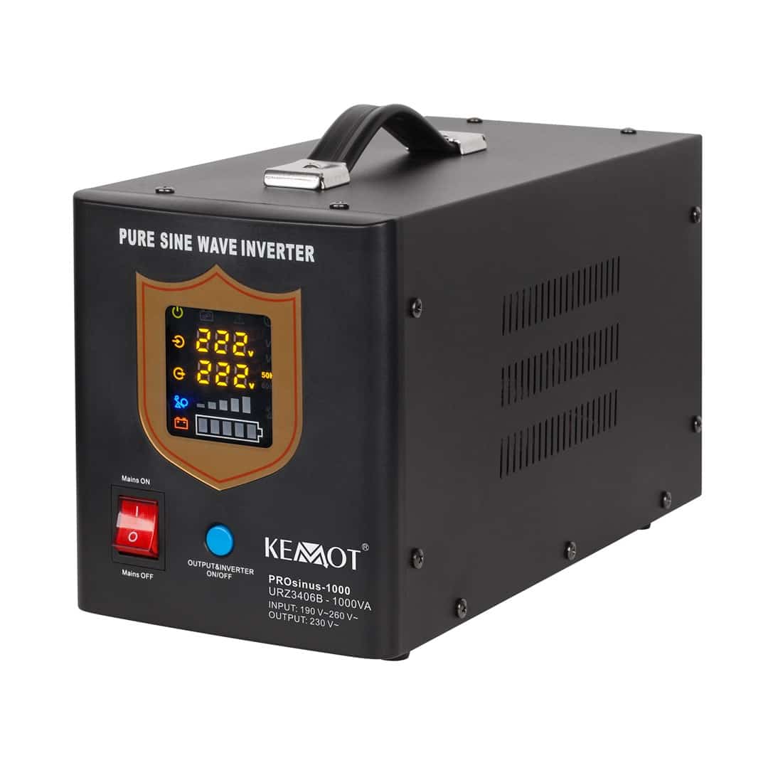 Zasilacz awaryjny KEMOT PROsinus-1000, czarny, 1000VA/700W, z czystą sinusoidą i ładowaniem 12V